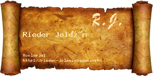 Rieder Jolán névjegykártya
